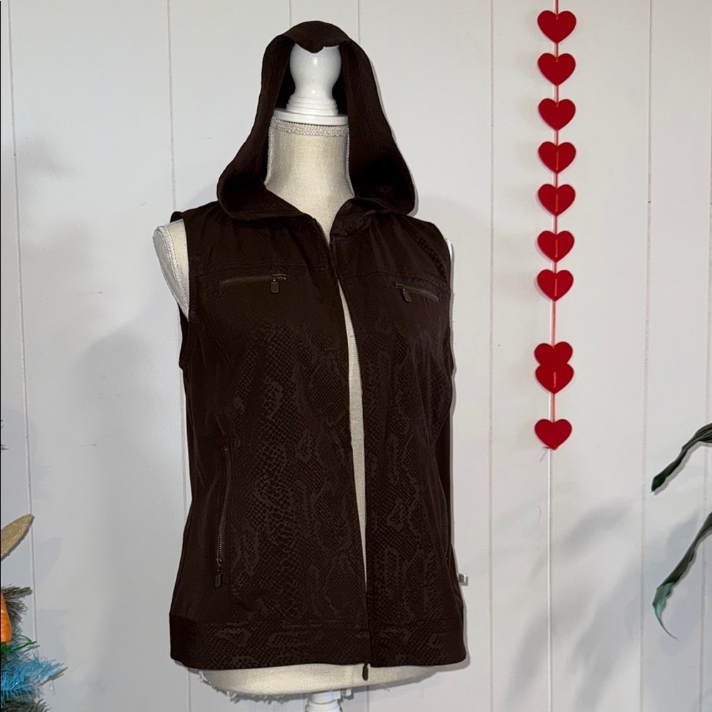 Brown Sleeveless Hooded Jacket